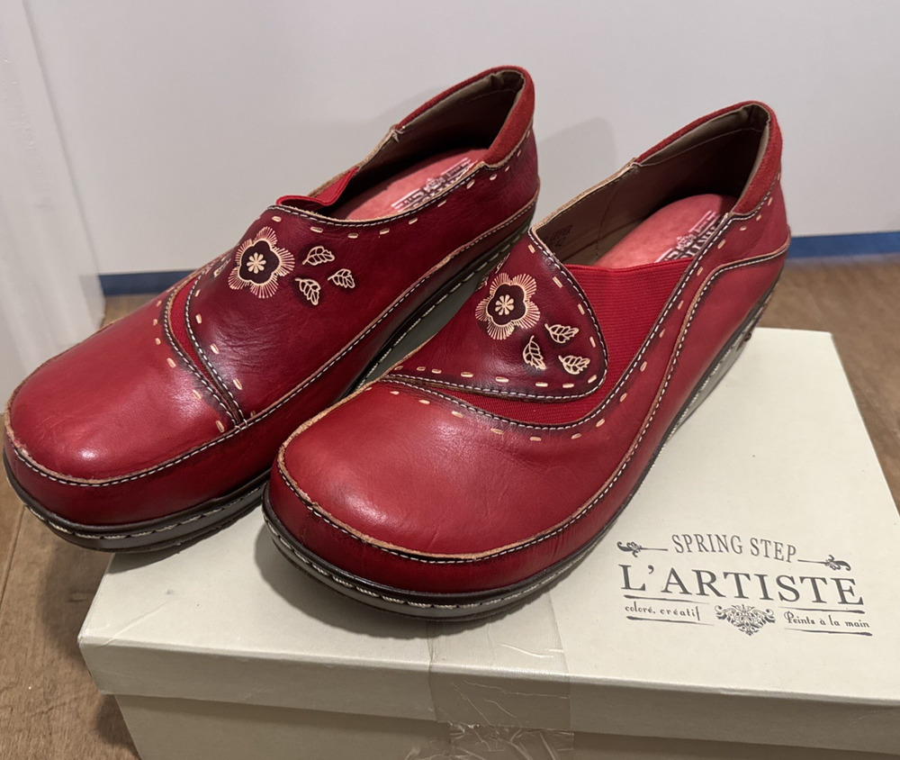 Spring Step L'ARTISTE Shoes Women, New, Red, Slip on, Size 10.5 (42)